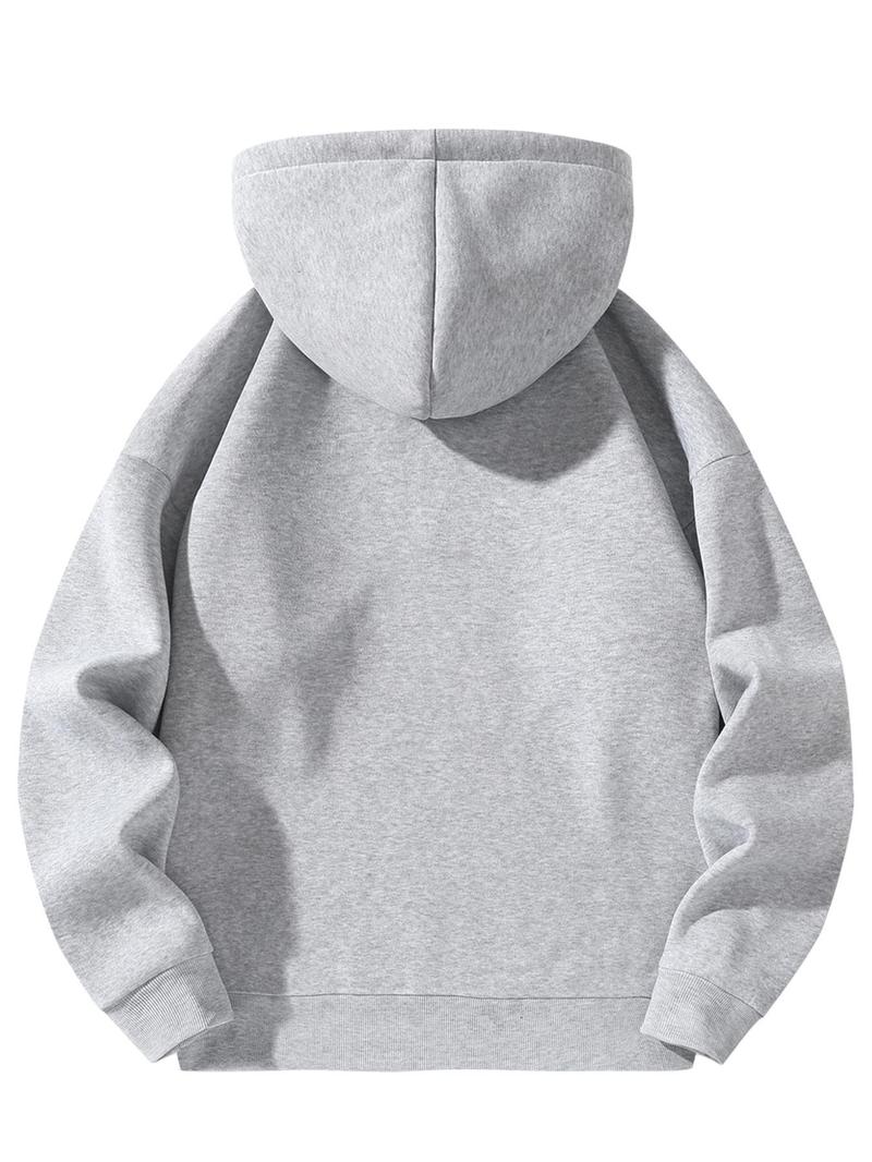 Product Introduction of Two-Piece Set Men's Solid Drop Shoulder Zip Up Hoodie & Drawstring Waist Pocket Sweatpants, Casual Fashion Cozy Breathable Outfits for Daily Outdoor Wear, Men Clothes for All Seasons 7