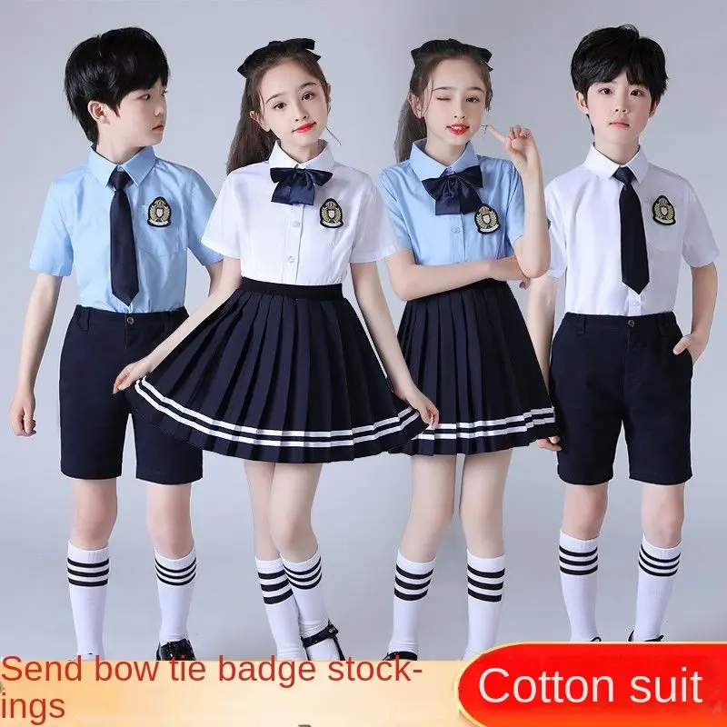 Kindergarten Uniform Children's Choir Performance Costume Boys and Girls Recitation Performance Outfit Primary and Secondary School Students British Style Class Uniform