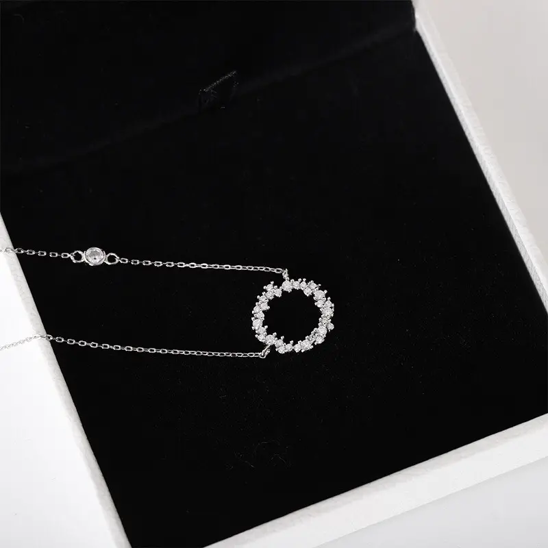 Vòng cổ AURA bạc nữ, dây chuyền huyền thoại biển xanh mặt nạm đá tấm-AURASILVER-DC06 3