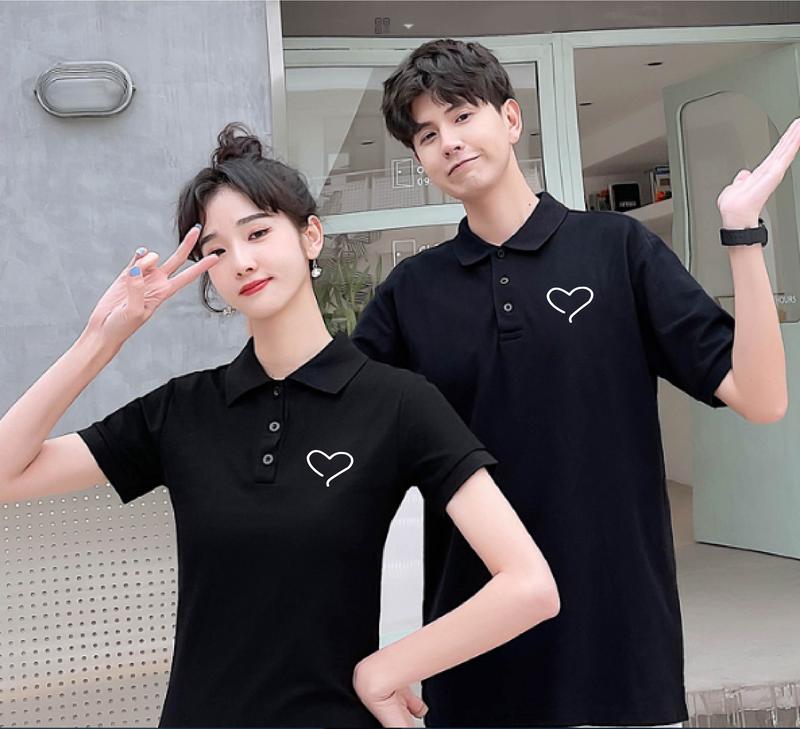  Áo Polo Đôi Áo Polo Mặc Cặp Áo Đôi Cổ Trụ Áo Polo Cặp Nam Nữ  GIÁ 1 ÁO  In Hình Tim Nhỏ Siêu Dễ Thương Cá Tính Phong Cách Năng Động Chất Thun 4 Chiều thoáng mát thấm hút 