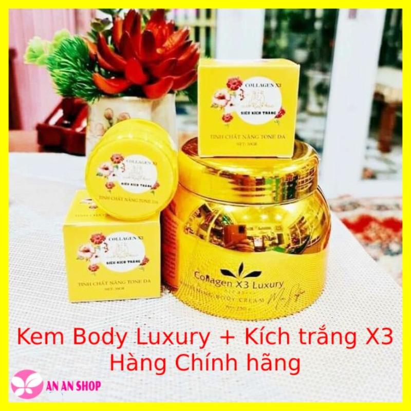 Combo Kem Body Collagen X3 Luxury Kích trắng Đông Anh Chính hãng - Kèm Phiếu bảo hành Dưỡng Body Nữ Women Làm Đẹp Da Dưỡng Da Body