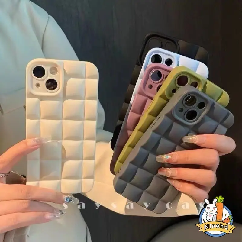 Ốp Lưng Trơn Ins Hàn Quốc, Tương Thích Với IPhone 15, 14, 13, 12, 11, Pro Max, SE, Xr, X, Xs Max, 7, 8, 6, 6S Plus, Ốp Điện Thoại Lưới Vuông, Thời Trang, Ốp Mềm Màu Xám Cao Cấp Ống Kính, Bao Gồm Tất Cả, Ốp Mềm Bảo Vệ Chống Sốc