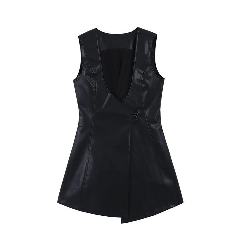 Bộ Váy Vest Da, Chất Lượng Cao Cấp, Dành Cho Nữ, Thích Hợp Cho Mùa Xuân Và Mùa Thu, Phong Cách Hàn Quốc, Thời Trang, Bao Gồm Áo Sơ Mi Màu Top Women 6