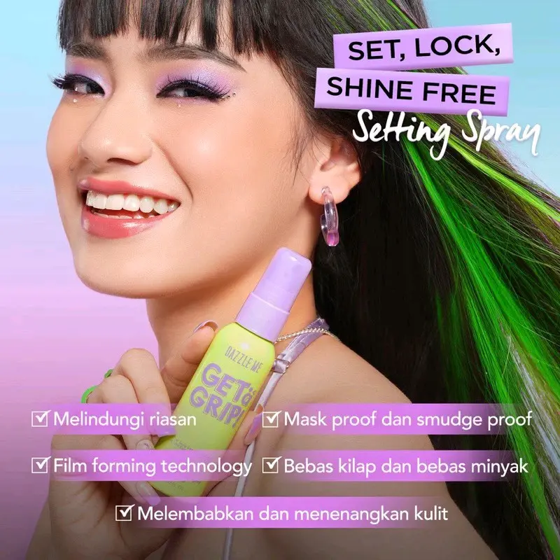DAZZLE ME Get a Grip! Makeup Setting Spray | Beauty Protecting 4 X Hydrating Makeup Mist Flawless Lightening Primer Water Tahan 12 JAM 4