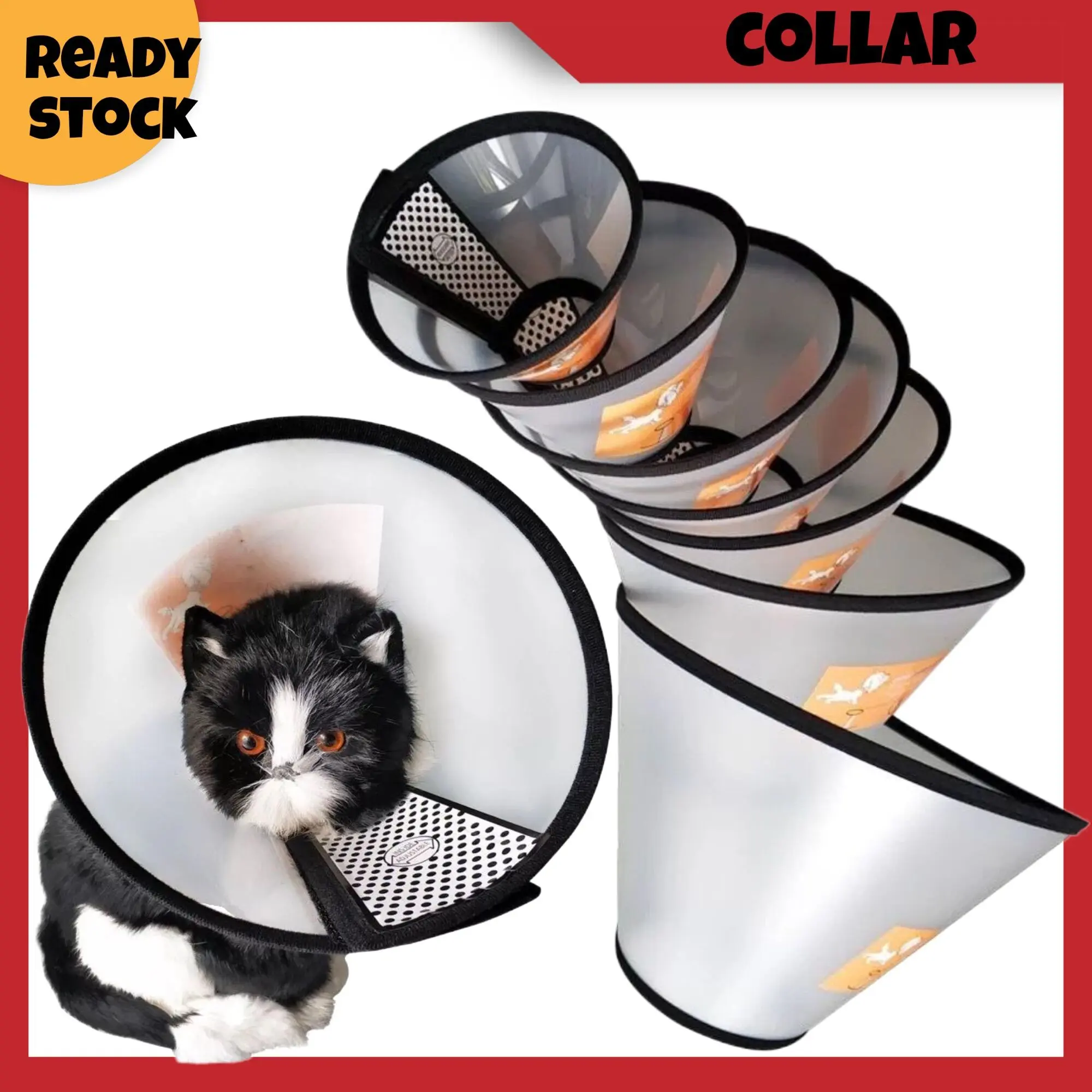 E-Collar Protective Cone Collar for Pet Dogs Cats Wound Healing Protection Cover Kolar Kon Perlindungan Kucing Pemulihan Luka Sakit