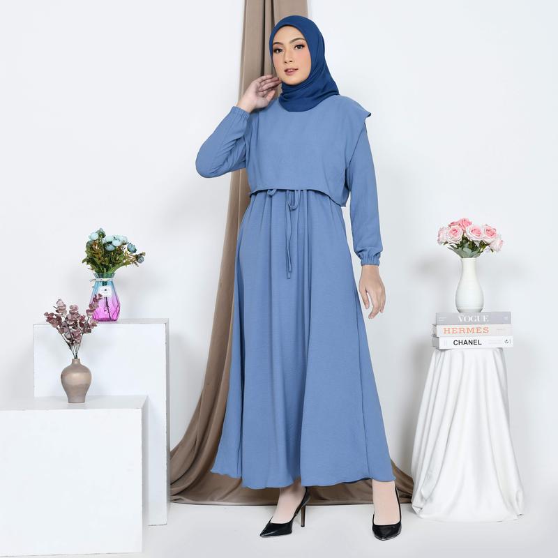 Alesha Dress Maxi Gamis Crinkle Airflow ALL SIZE FIT XL By El Shinta Collection 5