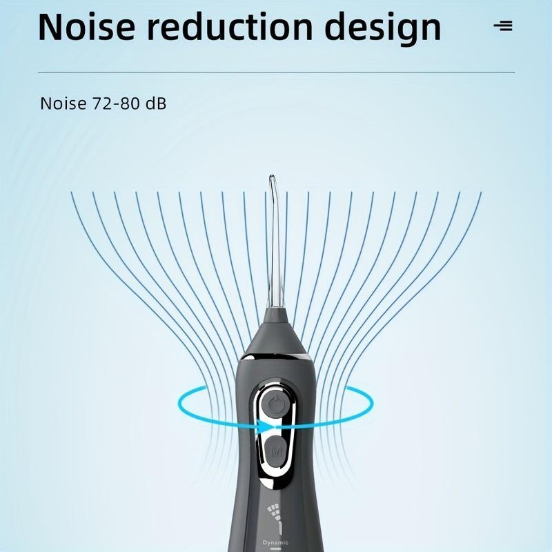 Portable 5 Mode Electric Water Flosser, 1 Set Rechargeable Cordless Oral Irrigator with 4 360 ° Rotary Professional Nozzles for Home & Travel, Stocking Fillers Gift 6