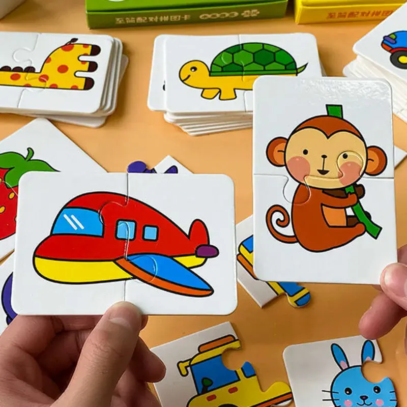 Mainan Teka-teki Padanan Kanak-kanak, 32 Keping, Pendidikan Montessori Awal, Teka-teki Kartun, Latihan Kognitif Bentuk Warna Haiwan, Sesuai sebagai Hadiah