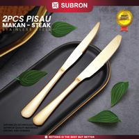 Gambar SUBRON Alat Makan 2PCS Pisau Makan Steak Table Knife Stainless Tebal Premium Gold Dapur - Pisau Makan dari SUBRON KITCHENWARE Kab. Bandung 1 Tokopedia