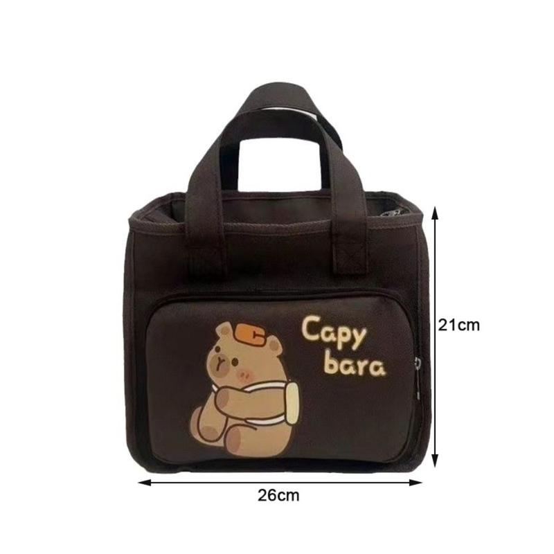 Product Introduction of New Cartoon Capybara Print Handbag Large Capacity Canvas Tote Bag Lunch Bag Office 13