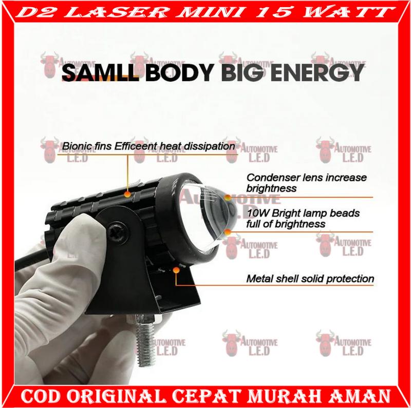 ORIGINAL LAMPU LASER LED  D2 MINI LAMPU D2 LASER LAMPU SOROT HIGH QUALITY | LAMPU LASER D2 MINI 15 WATT 2 WARNA HIGH BEAM MERK SXC 4