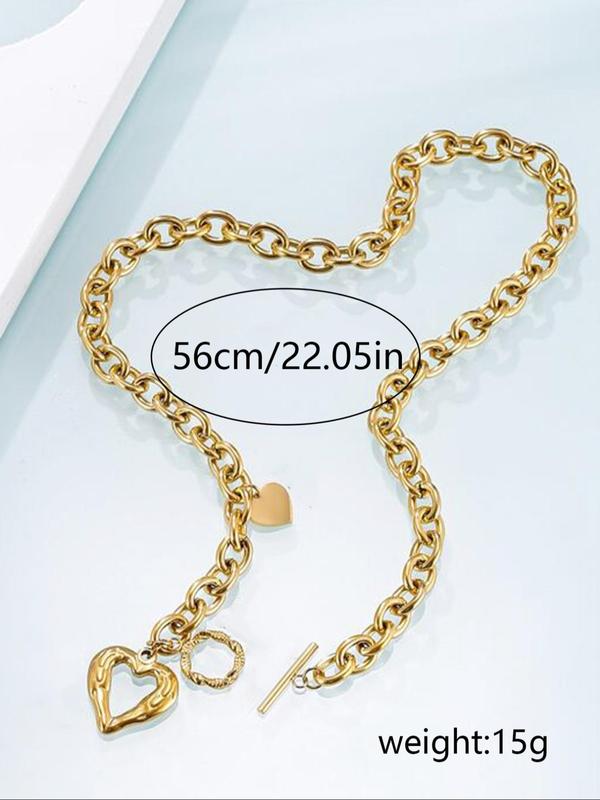 Women's Elegant Heart Design Ot Buckle Pendant Necklace, Fashion Jewelry for Party, Daily Clothing Decor, Trendy All-match & Exquisite Jewelry for Birthday Gift 1