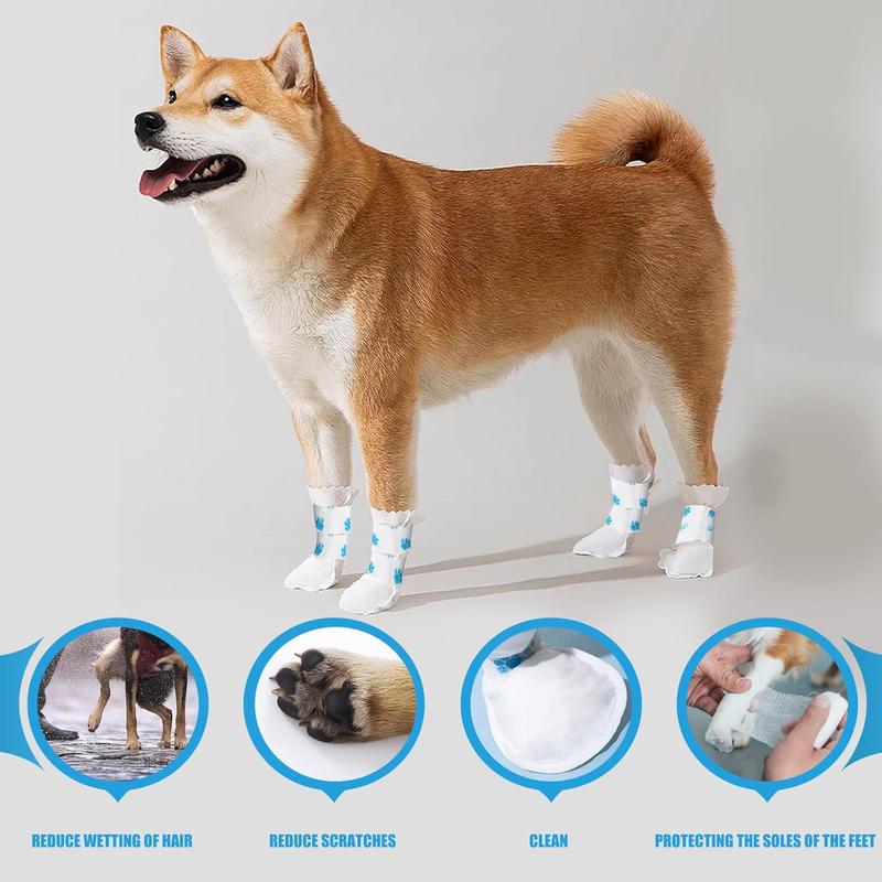 TikTok Shop 12Pcs Disposable Dog Booties for Paw Protection Dog Feet Covers Pet Shoes for Dogs Paw Wound Recovery Protectors with 1 Roll Dog Paw Bandage for Medium Large Dogs