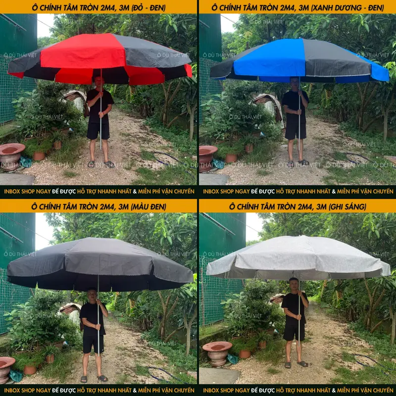 Ô dù chính tâm 3m 10 nan, ô dù che nắng mưa ngoài trời (không kèm chân đế), vải bạt cao cấp Ô DÙ THÁI VIỆT 4