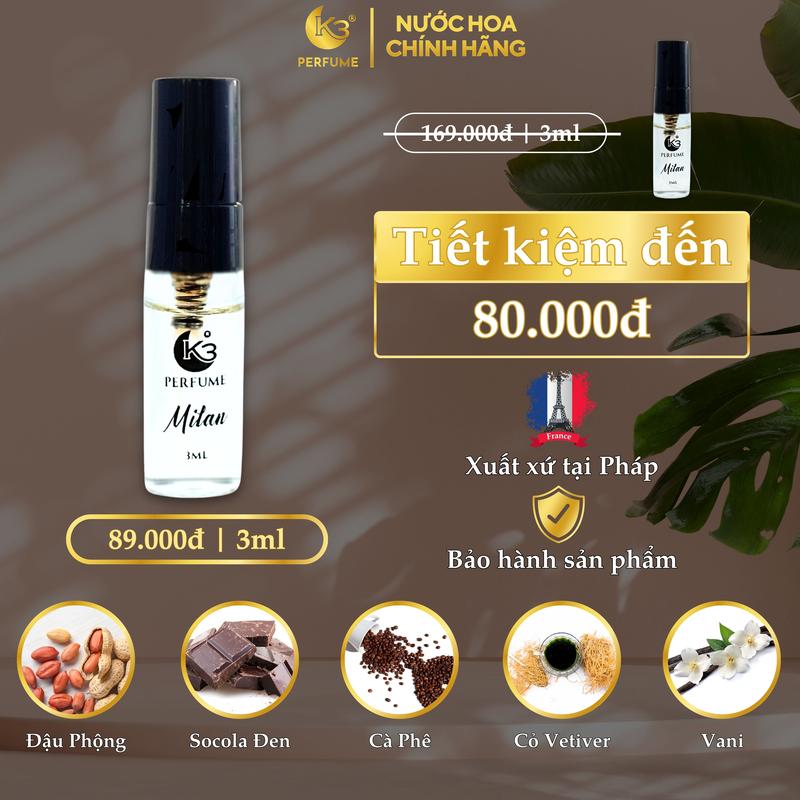 Gift Test Nước Hoa Nam Milan 3ML - K3 Perfume 2