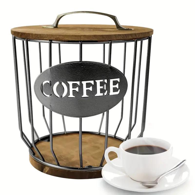 Product Introduction of Bird Cage Shaped Coffee Pod Holder, 1 Count Stylish Coffee Capsule Storage Basket for Counter Coffee Shop, Coffee Accessory Organizer 0