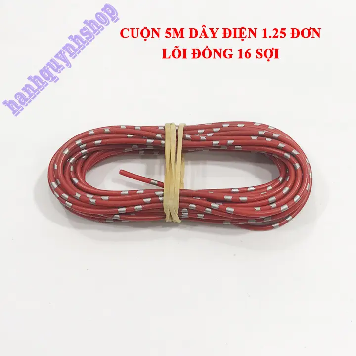Cuộn 5m dây điện nhật 1.25 đơn lõi đồng 16 sợi 5 màu, dây điện đơn 4