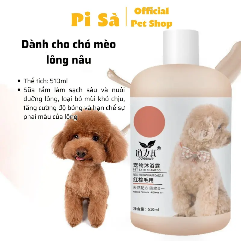Sữa tắm Dorrikey cho chó mèo chữa nấm ngứa viêm mượt lông thơm nhẹ | Sữa tắm cho thú cưng lông trắng lông nâu Poodle ... Pi Sà Pet Shop 2