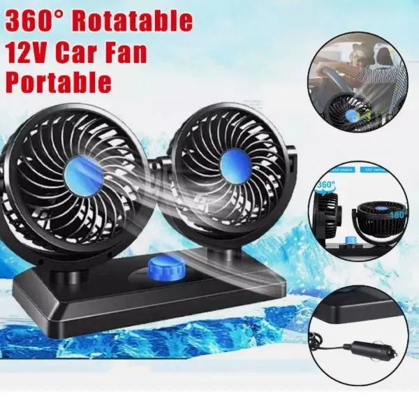 [BAS] Kipas Angin Mobil DoubleFan Kipas Ganda Aksesoris Mobil 12V/24V Car Fan Kipas Dasbor Dua Kepala Simple