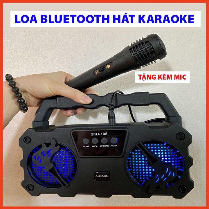 Loa Bluetooth Hát Karaoke SKD 106 Tặng Kèm Mic Nghe Nhạc Cực Đã Âm Thanh Cực Mạnh