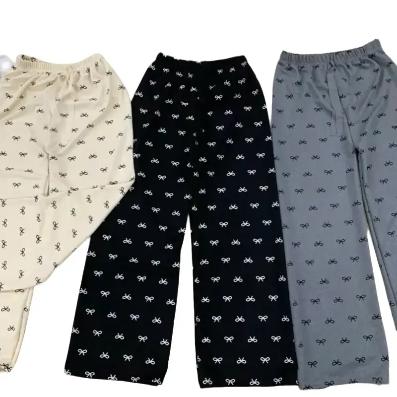 Quần xuông họa tiết  nơ chất thun có giãn 35-50 kg