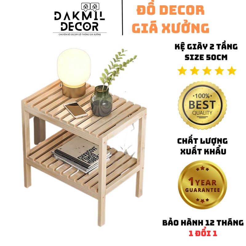 Kệ Giày 2 Tầng Gỗ Thông Nhập Khẩu Size 50cm DAKMIL DECOR