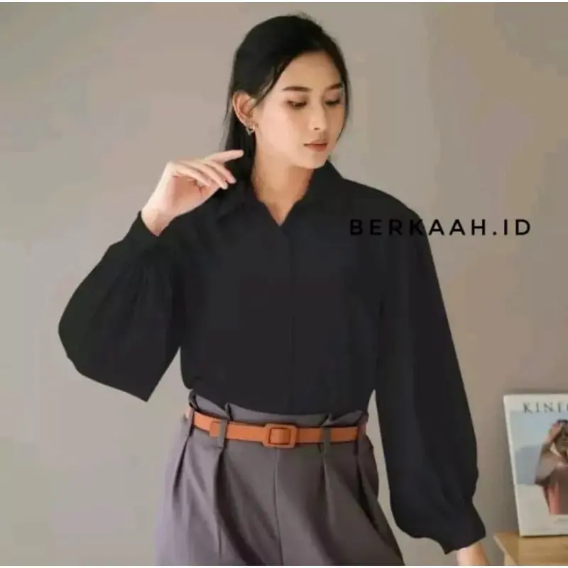 Kemeja Wanita Kekinian Crinkle Airflow Pemium By AS3 Atasan Panjang Baju Dewasa Oversize Casual Cewek Katun 1