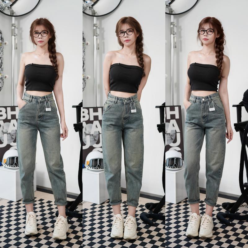   VẢI QC-CAO CẤP  Quần Baggy Jeans Nữ Lưng Cao Túi Kiểu Thời Trang Cá Tính Y2K 