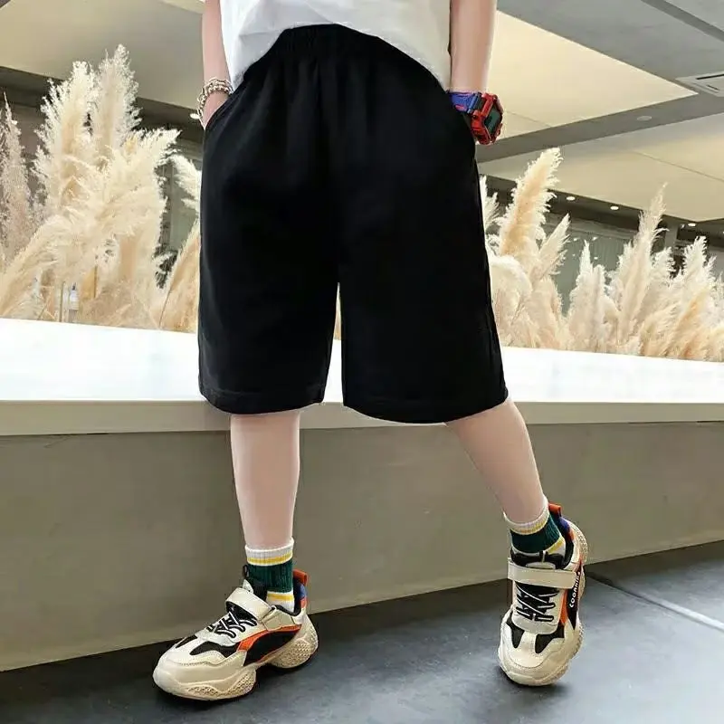 2024 Summer New Children's Fashion Sports Pants High Waist Medium and Large Children's Versatile Pants 5-Point Pants Casual New Trendy Pants