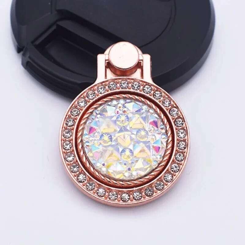Product Introduction of Dia Shiny Gemstones Metal Mobile Universal Phone Holder Rotatable Ring Bracket for IPhone Samsung 5
