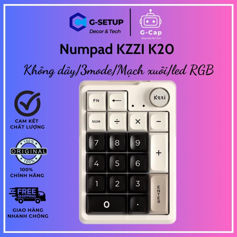 Bàn phím cơ số Numpad KZZI K20 không dây 3mode mạch xuôi led RGB núm xoay nhỏ gọn cao cấp G-Setup Store