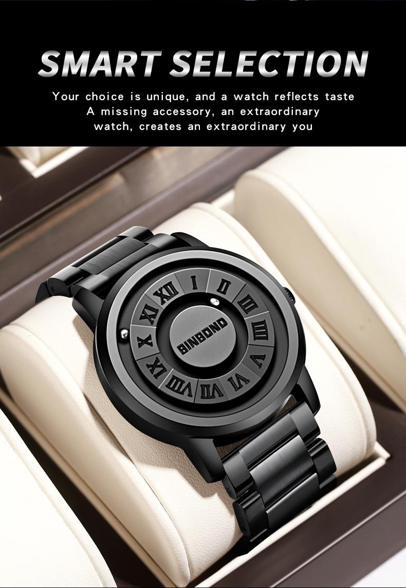 Product Introduction of Men Watch Black Technology Watch New Concept Personalized Magnetic Suspension Steel Waterproof Male Fashion Quartz Watches Gift 30