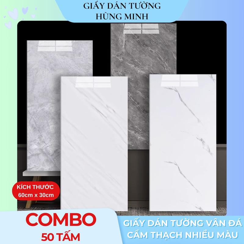 Combo 50 Tấm Giấy Dán Tường PVC Có Sẵn Keo Kích Thước 60x30cm Ít Bóng Hơn Mỏng Hơn Loại THP Dùng Để Trang Trí Không Gian Phòng Ngủ Phòng Bếp Phòng Khách Nhà Bạn Vietnam Chống tĩnh điện x op Vietnam Chống khói