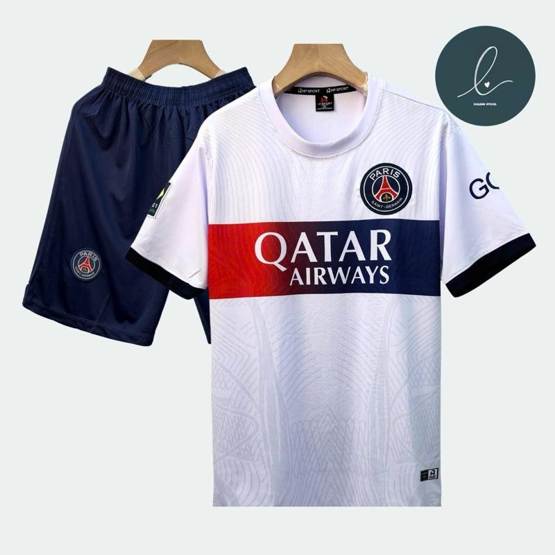 Bộ quần áo bóng đá PSG TRẮNG logo THÊU thun lạnh cao cấp loại I Top Sport