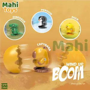 MahiToys Mainan Telur Lucu Egg Capybara Duck Dinosaur Penguin Boom Wind Up Toy Otomatis Lompat