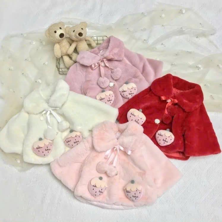 T.Huyền Áo Khoác Áo Choàng Lông Mềm Cho bé Gái 5-12 Kg Áo Ấm Mùa Đông