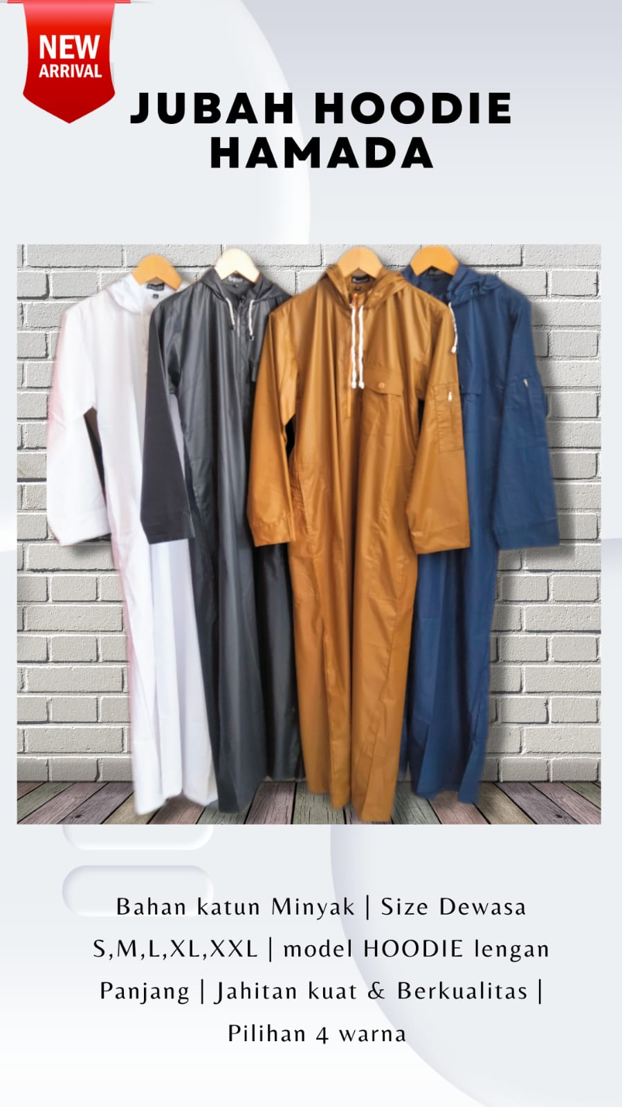COD JUBAH PRIA HOODIE BRAND HAMADA ZIPPER BAHAN KATUN MINYAK LENGAN PANJANG