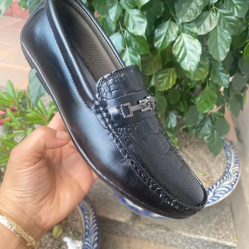Giày mọi nam. Cao 3p được dập vân cá sấu Đế Bằng Shoes Loafer 2