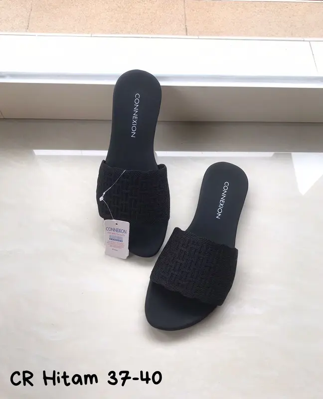 SANDAL CR WANITA/SANDAL TERBARU/SANDAL SLOP/SANDAL RAJUT/SANDAL CR SLOP RAJUT SANDAL SLOP WANITA Tanpa Hak Merah 3