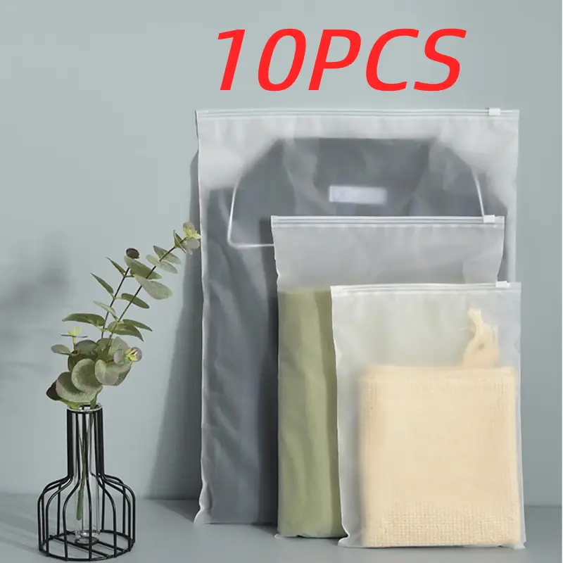 10pcs/Set Portable Storage Organizer Bag For Underwear Clothes Shoe, Waterproof Transparent Plastic Ziplock Storage Bag