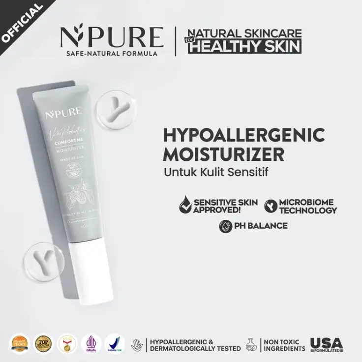 NPURE Moisturizer Noni / Comfort Me / Moisturizer Kulit Sensitif / Pelembap Ringan Hypoallergenic / ph Balance / Semua Jenis Kulit / Eczema