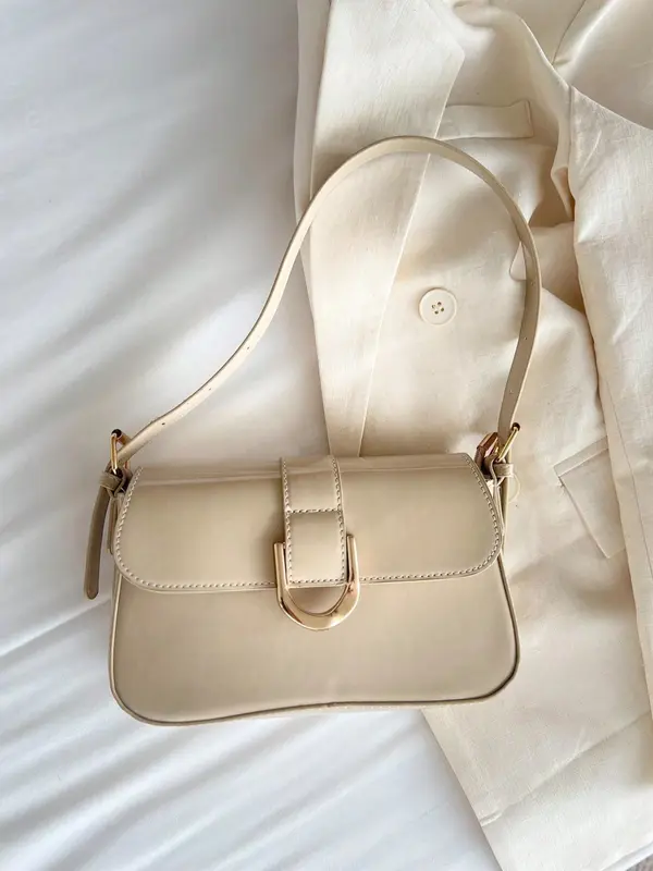 Women's Solid Color Shoulder Bag, Fashionable PU Leather Crossbody Bag for Daily Used, Casual Trendy Versatile High-quality Daily Commuting Bag 5