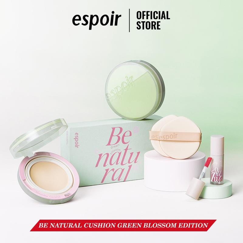 [ Green Blossom Edition] Phấn Nước Che Phủ Tự Nhiên Espoir Be Natural Cushion #BEIGE 14g + Son Blur Velvet #Serenade 2gr + 2 Mút Trang Điểm DATE: T6/2026
