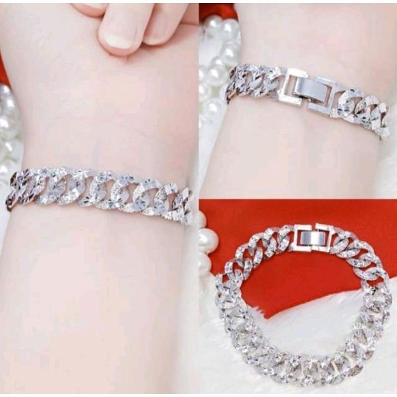 Gelang Tangan Sisik Naga Cantik Titanium Silver Perhiasan Wanita Dewasa Anti Karat & Luntur Elegan Emas 0