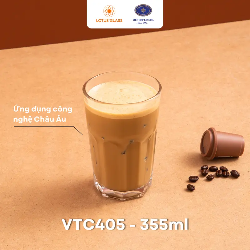 Bộ 6 cốc thủy tinh vát tám cạnh LOTUS GLASS VTC40x cao - trong suốt cao cấp, an toàn, dùng để uống nước ép, sinh tố 3