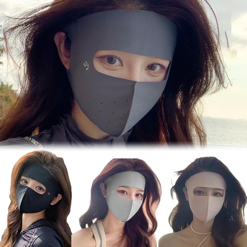 Product Introduction of 1pc Summer Ice Silk Sunscreen Mask Full Face Sun Protection Mask Forehead Facial Gini Thin Section Breathable Anti Ultraviolet Mask 13