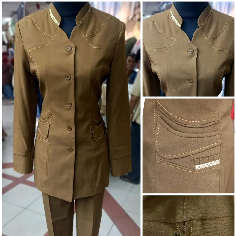 Stelan Blazer Baju Guru Wanita Khaki Tua dan Muda Size S-5L Seragam Kantor Setelan Kerja 4