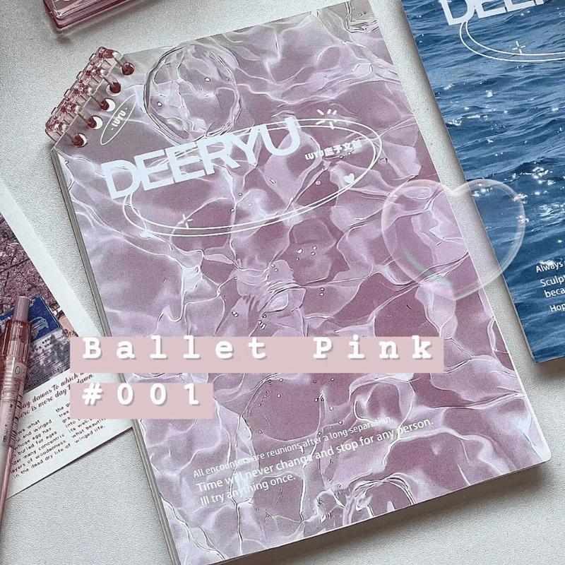 Sổ tay A5 lật chéo kẹp còng kẻ ngang nét đứt bìa đại dương S50 Sổ còng 50 trang 58GSM họa tiết vân sóng nước