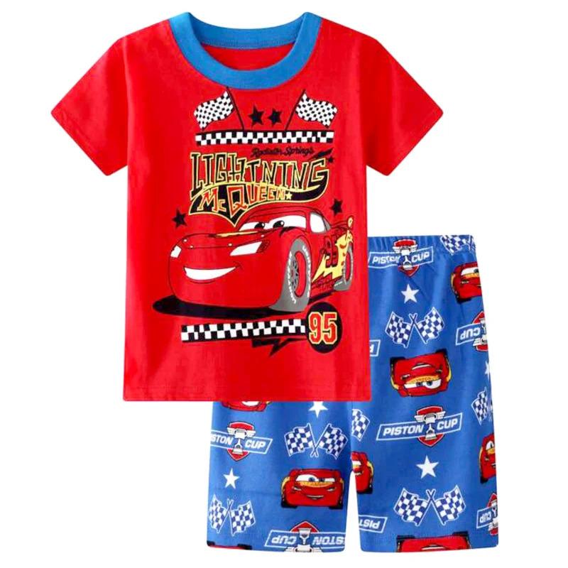 Product Introduction of Summer Children pajamas set Short Sleeve T shirt shorts car boy pyjamas kids Lightning McQueen pajamas cartoon baby sleepwear 8