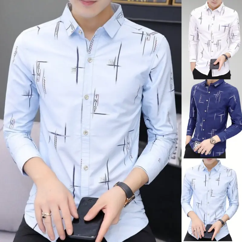 Áo Sơ Mi Nam Dài Tay Họa Tiết Chữ TNSF Thời Trang Cao Cấp PONIVALAZA Chất Vải Cao Cấp